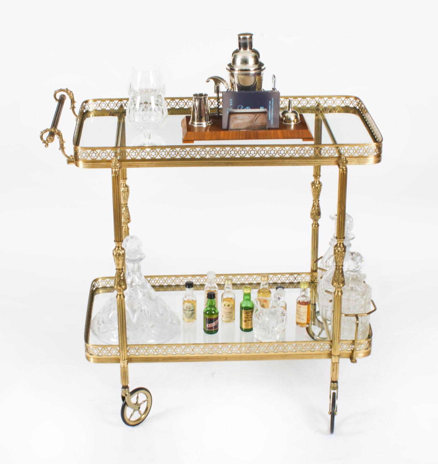 Giltwood Antique French Modernist Gilded Drinks Serving Trolley Mid Century