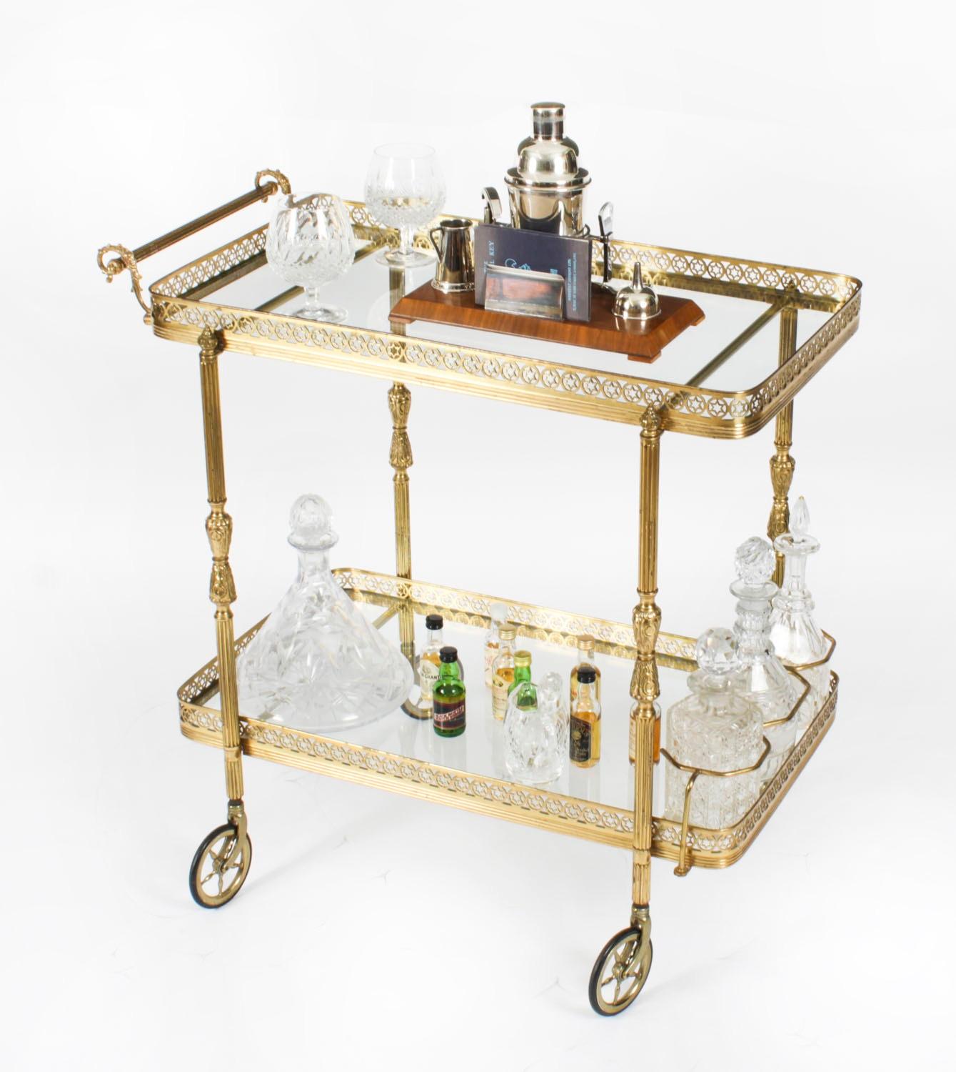Antique French Modernist Gilded Drinks Serving Trolley Mid Century 1