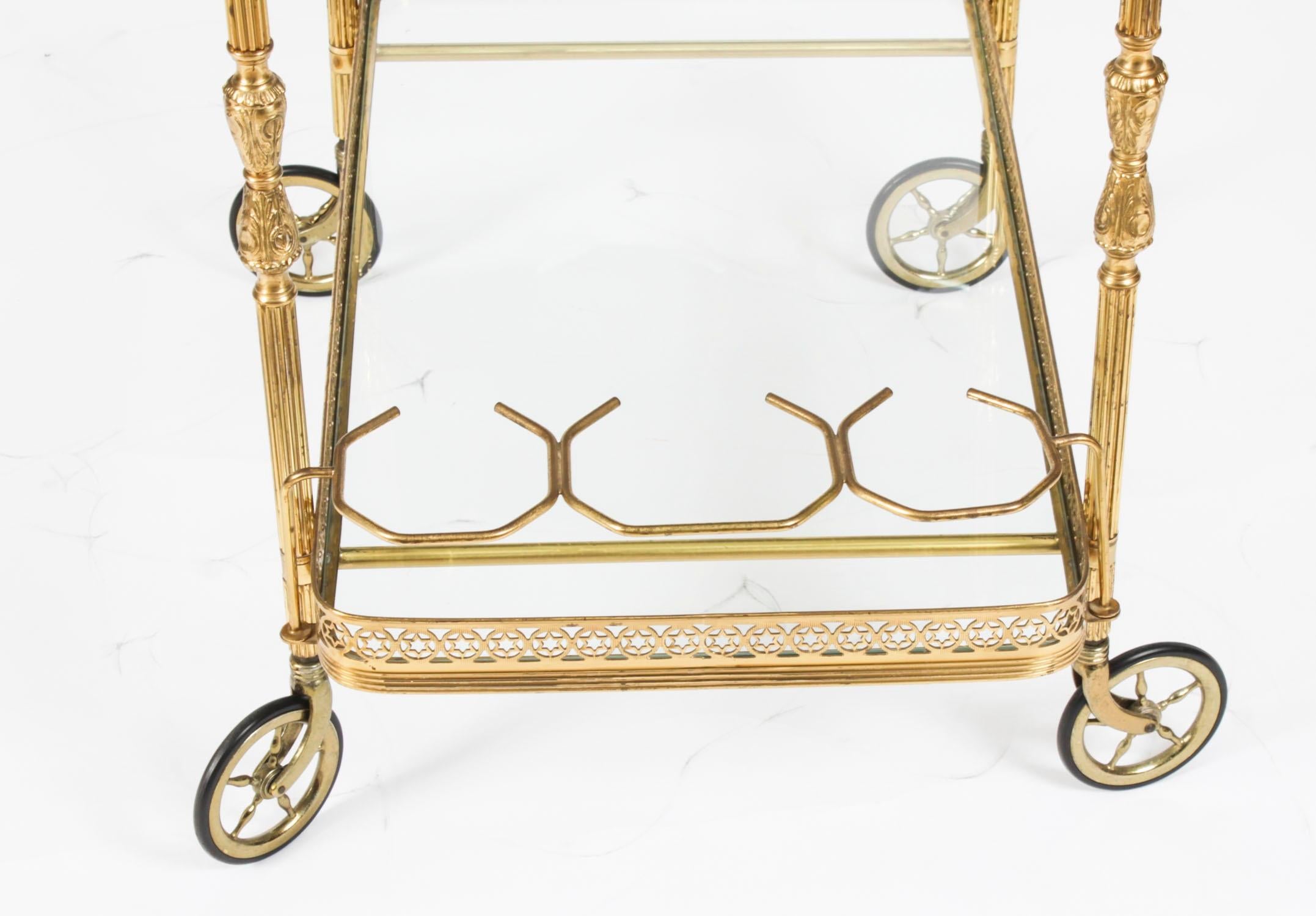 Antique French Modernist Gilded Drinks Serving Trolley Mid Century 4