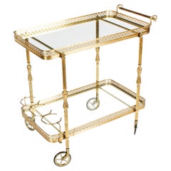 Antique French Modernist Gilded Drinks Serving Trolley Mid Century