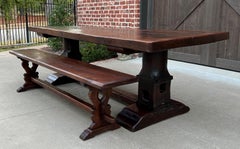 Antique French Monastery Dining Table Farmhouse Desk Conference Library Oak 94"