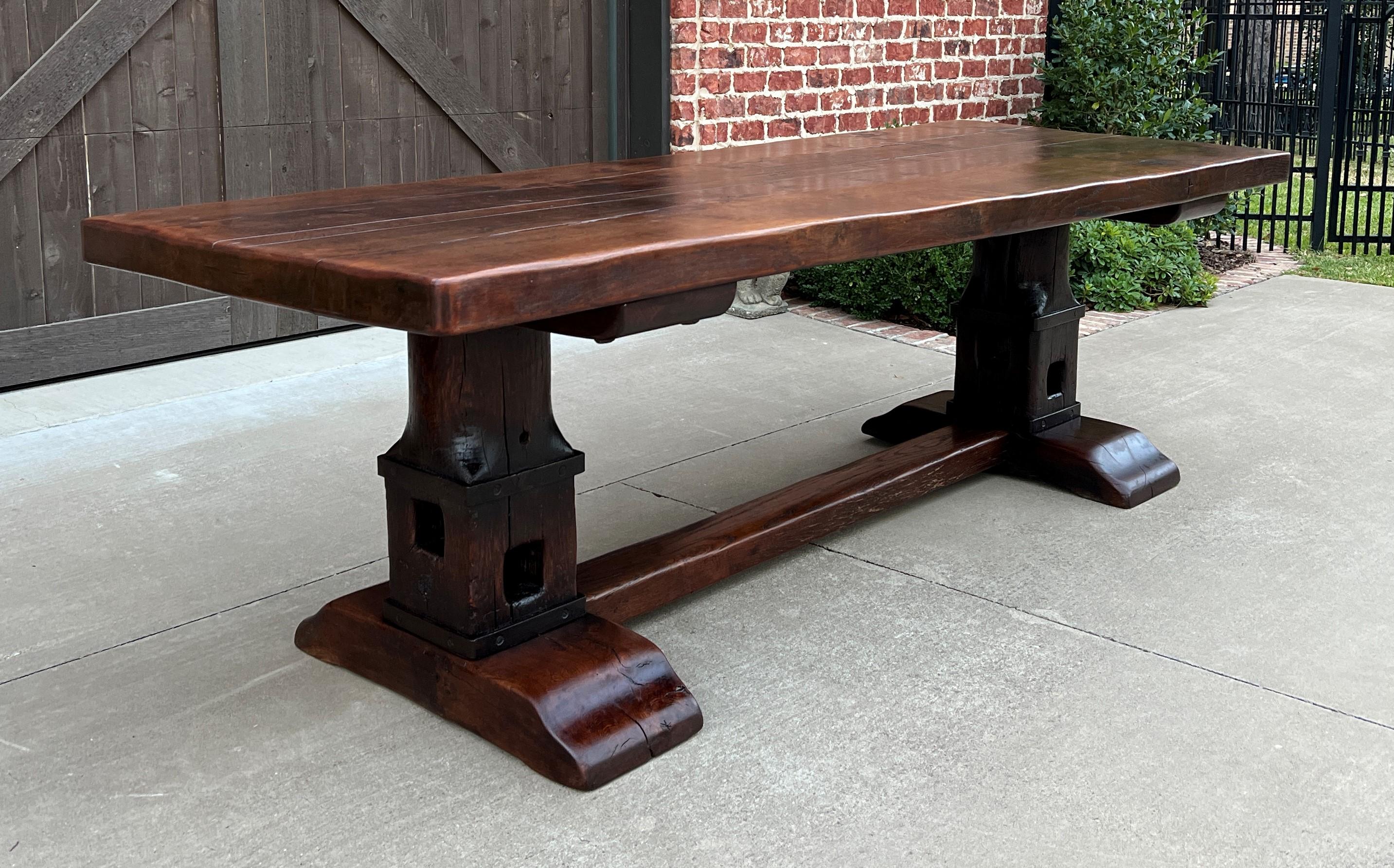 19th Century Antique French Monastery Dining Table Farmhouse Desk Conference Library Oak 94