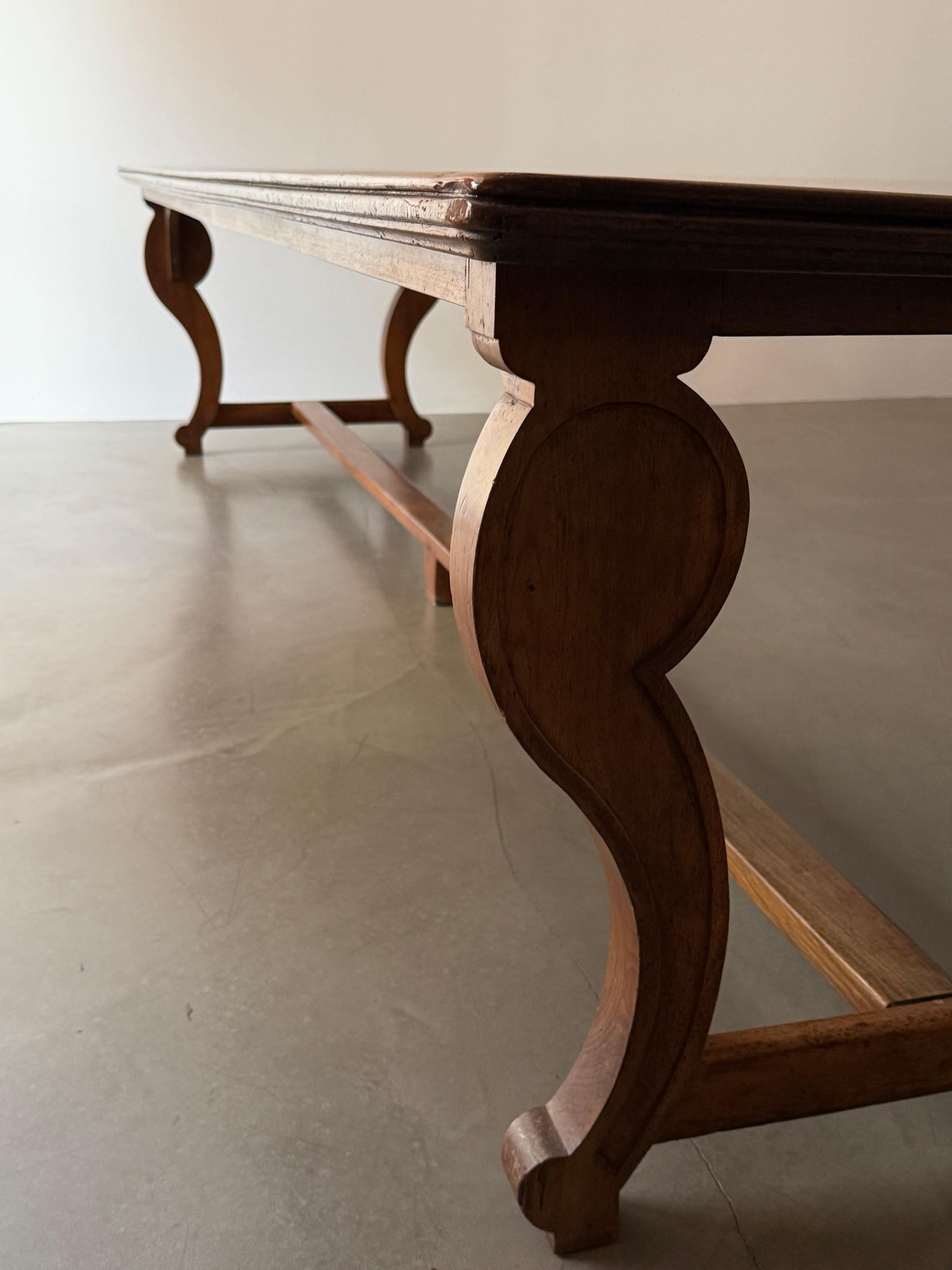 Provincial français ANTIQUE TABLE A DINER MONASTERY FRANCAISE EN BOIS D'ALIMENTAIRE 325cm, 19ème SIECLE en vente