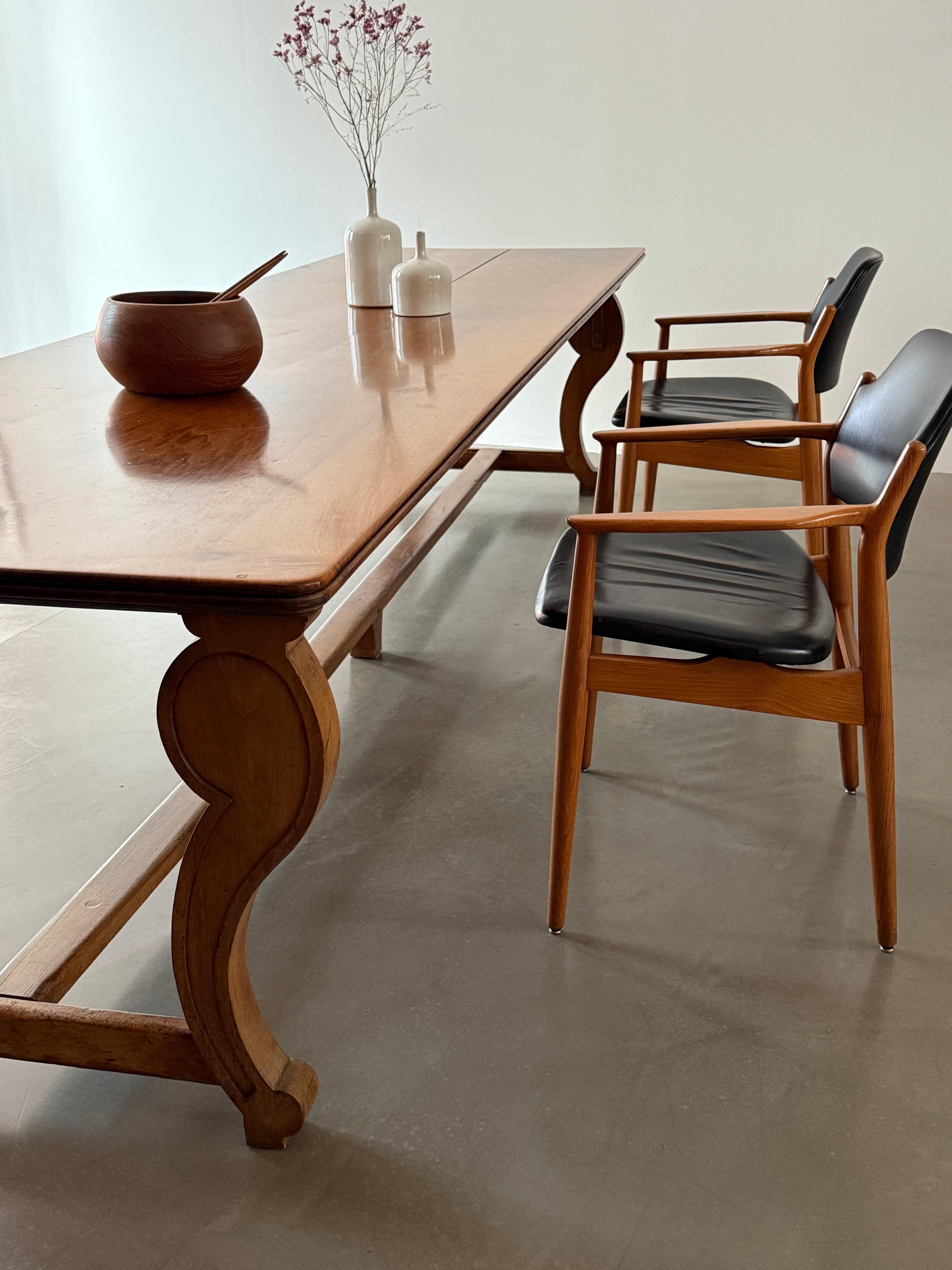 Noyer ANTIQUE TABLE A DINER MONASTERY FRANCAISE EN BOIS D'ALIMENTAIRE 325cm, 19ème SIECLE en vente