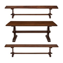 Antique French Monastery Table with Benches