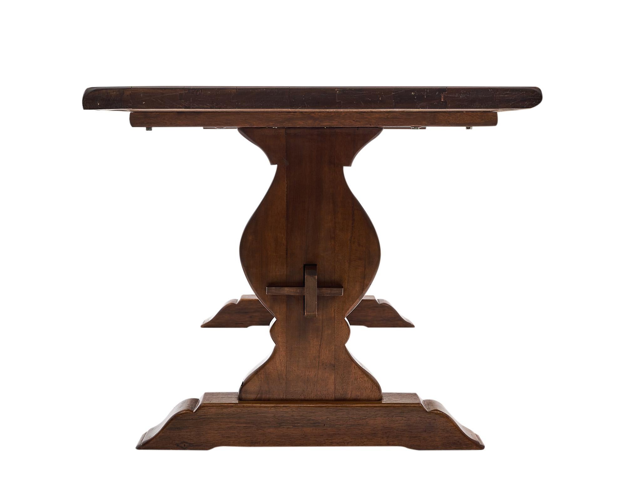 Wood Antique French Monastery Table with Benches