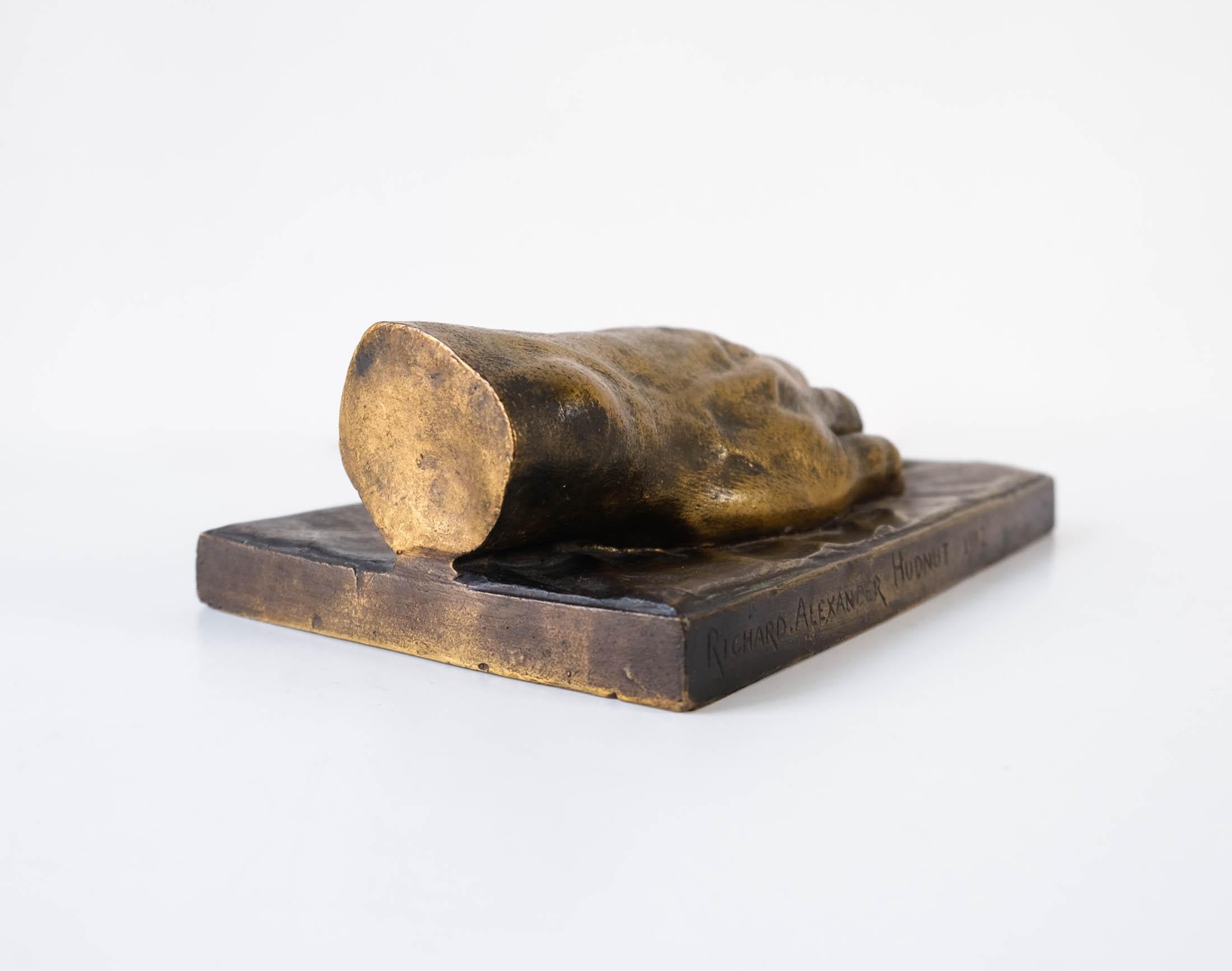 Antique French Montagutelli Frères Lost Wax Cast Bronze Hand Sculpture, Hudnut For Sale 4