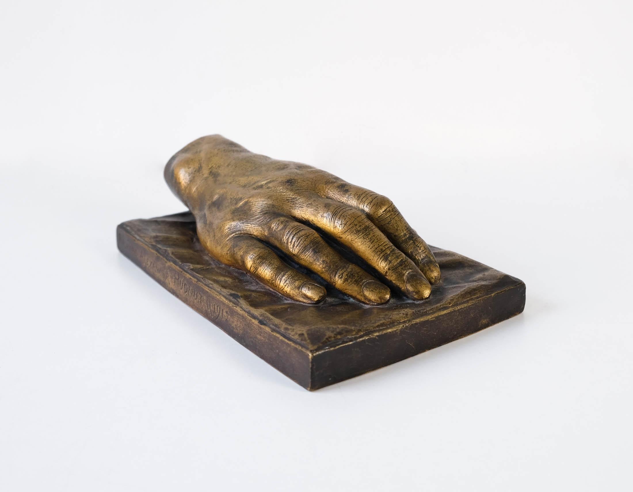 Antique French Montagutelli Frères Lost Wax Cast Bronze Hand Sculpture, Hudnut For Sale 3