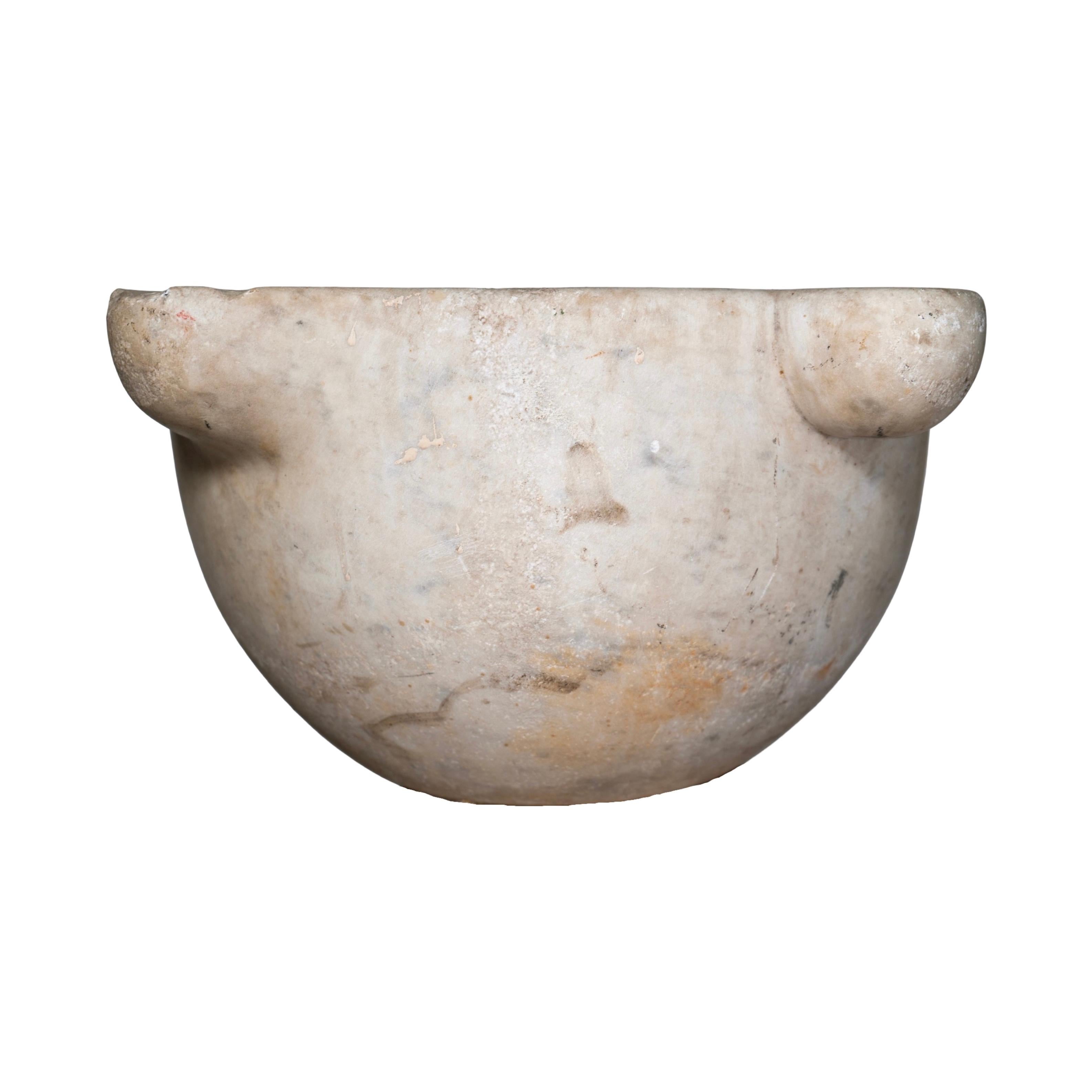 19th Century Antique French Mortar Bowl Planter For Sale
