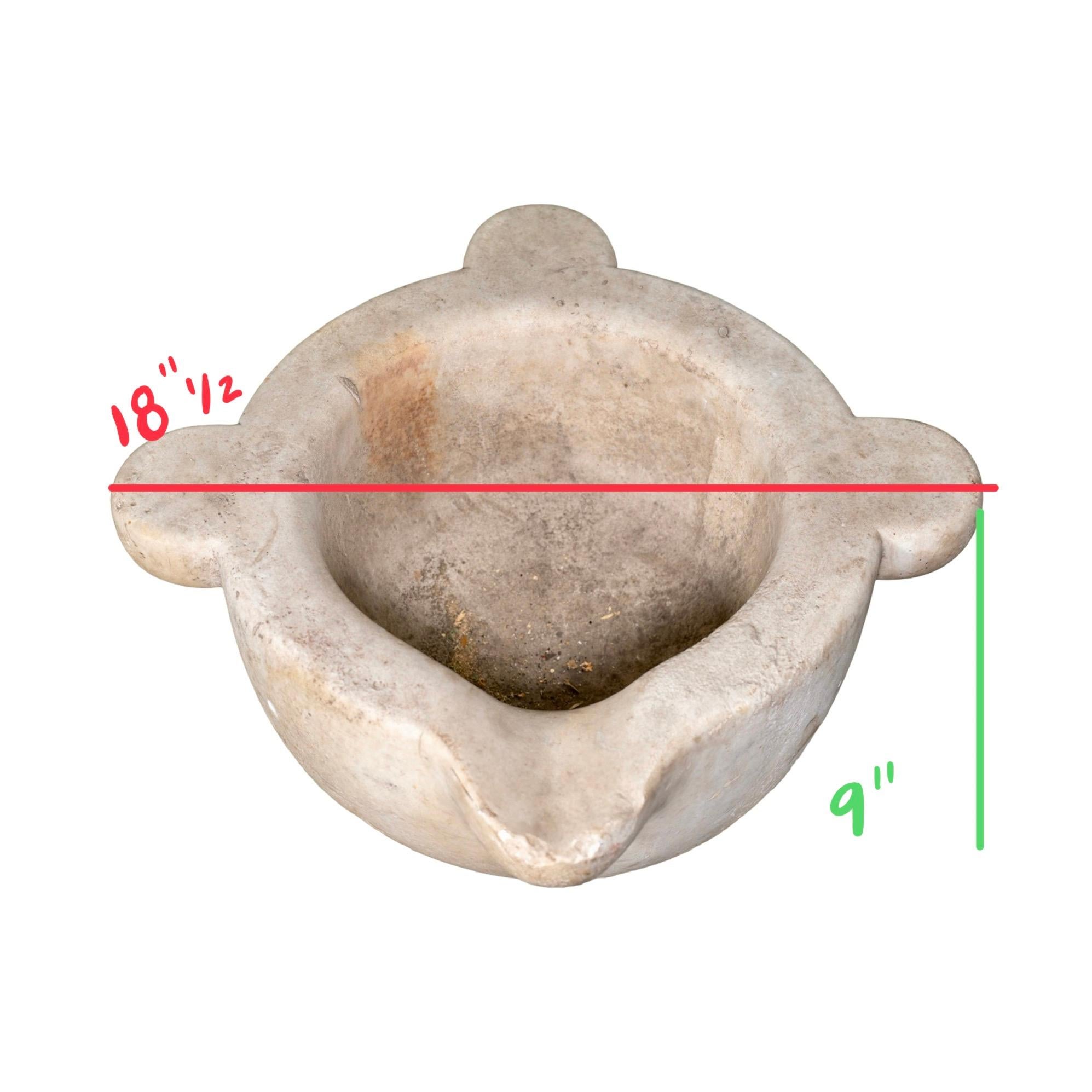 Antique French Mortar Bowl Planter For Sale 1