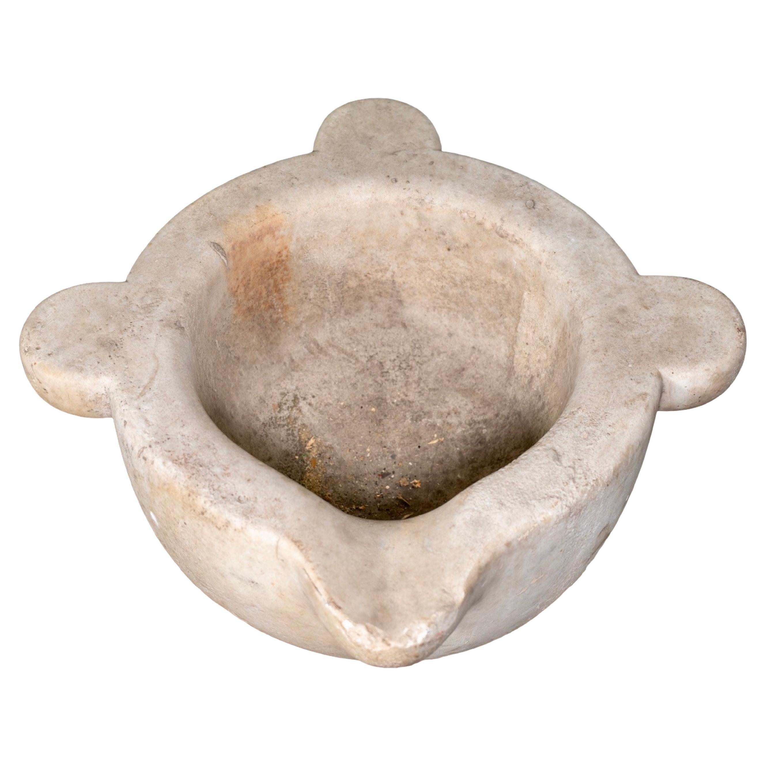 Antique French Mortar Bowl Planter For Sale
