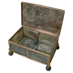 Antique French Moss Agate and Gilded Box, 19th Century