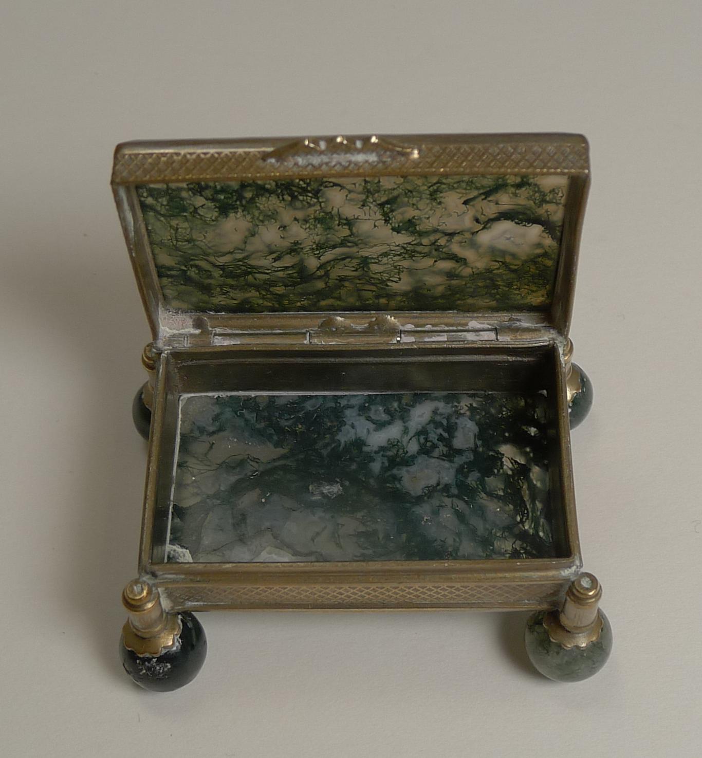 European Antique French Moss Agate Box, circa 1900