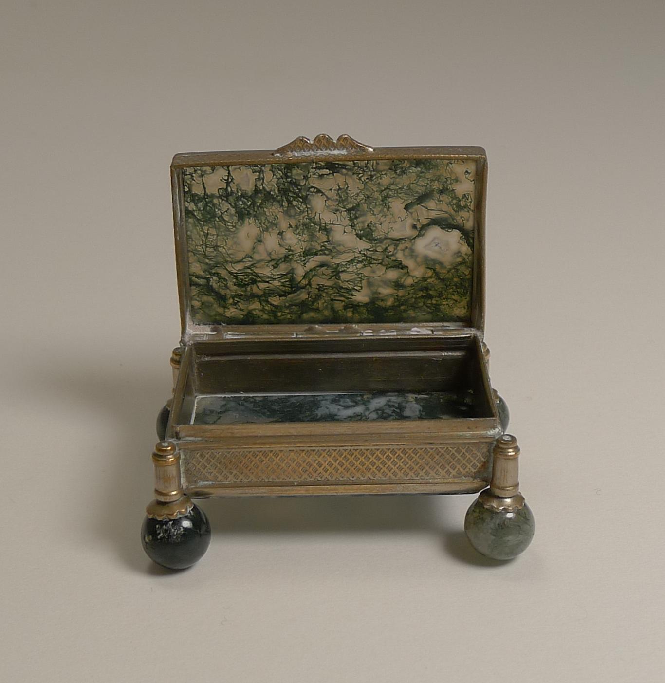 Antique French Moss Agate Box, circa 1900 In Good Condition In Bath, GB