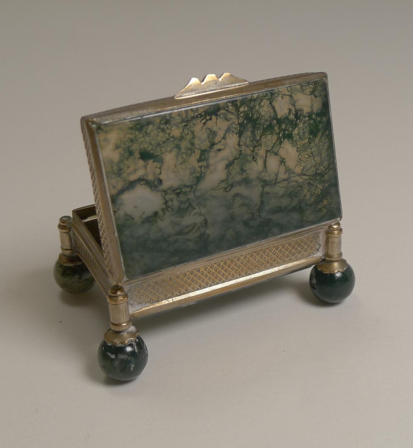 Late 19th Century Antique French Moss Agate Box, circa 1900