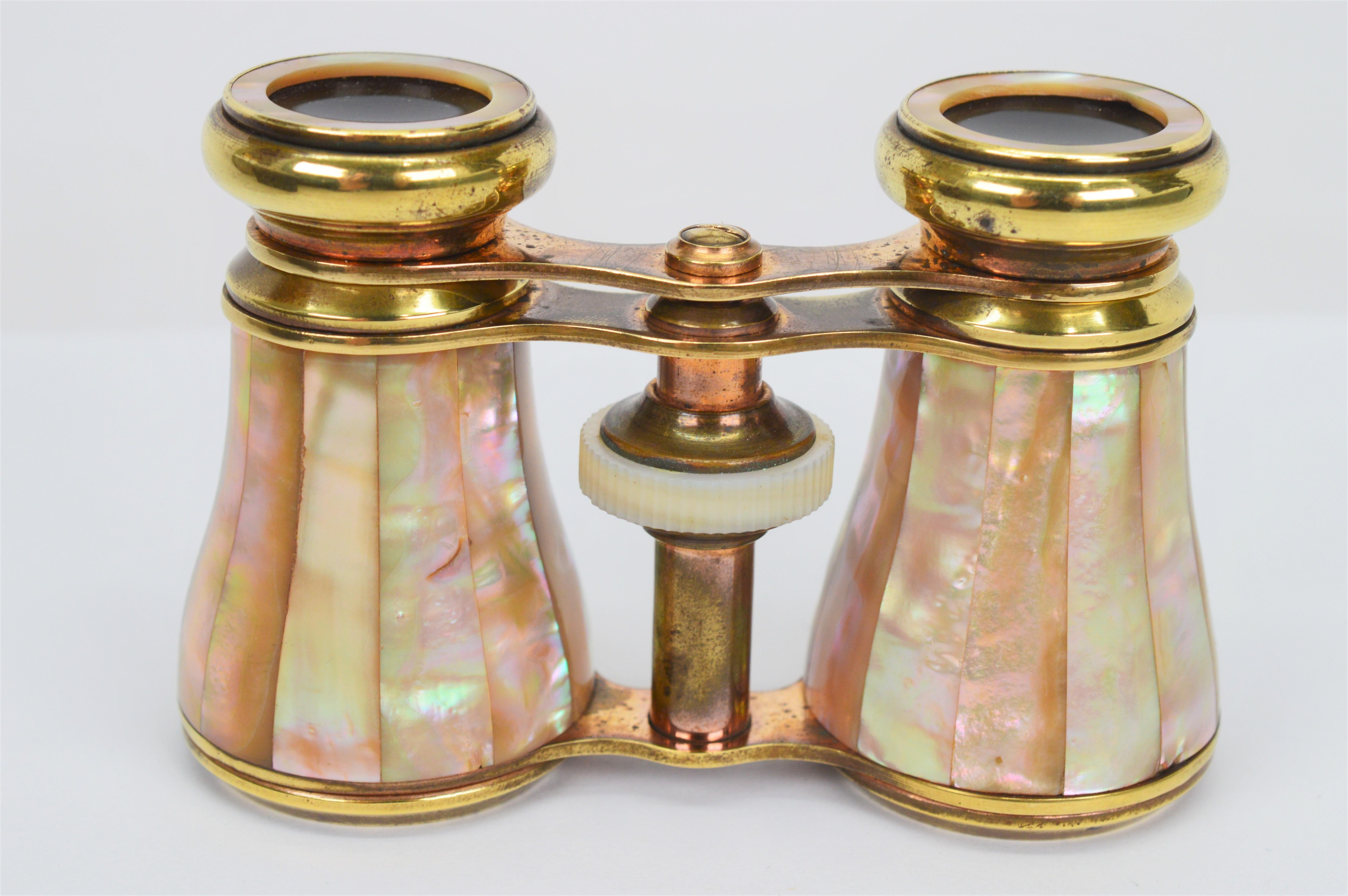 mother of pearl opera glasses with case