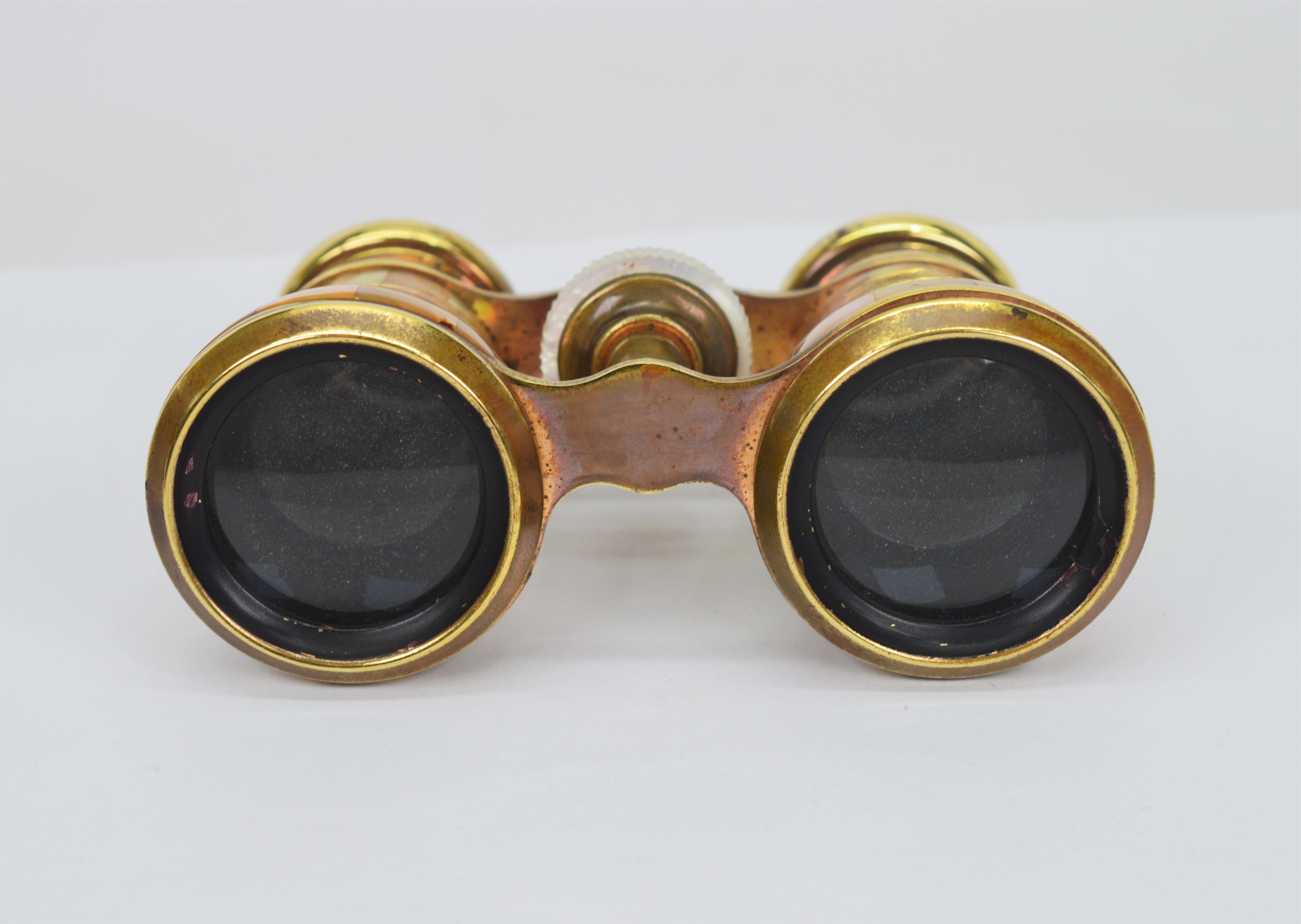 mother of pearl opera glasses with case