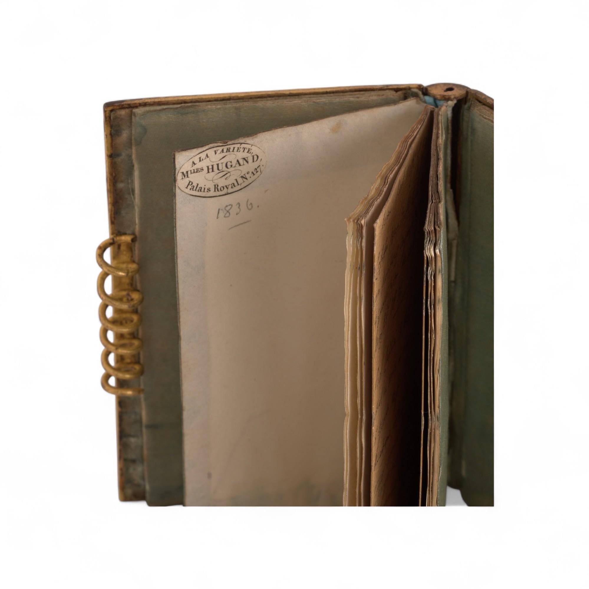 Antique French Mother-of-Pearl & Gilt Bronze Souvenir Notebook, 1836 For Sale 4