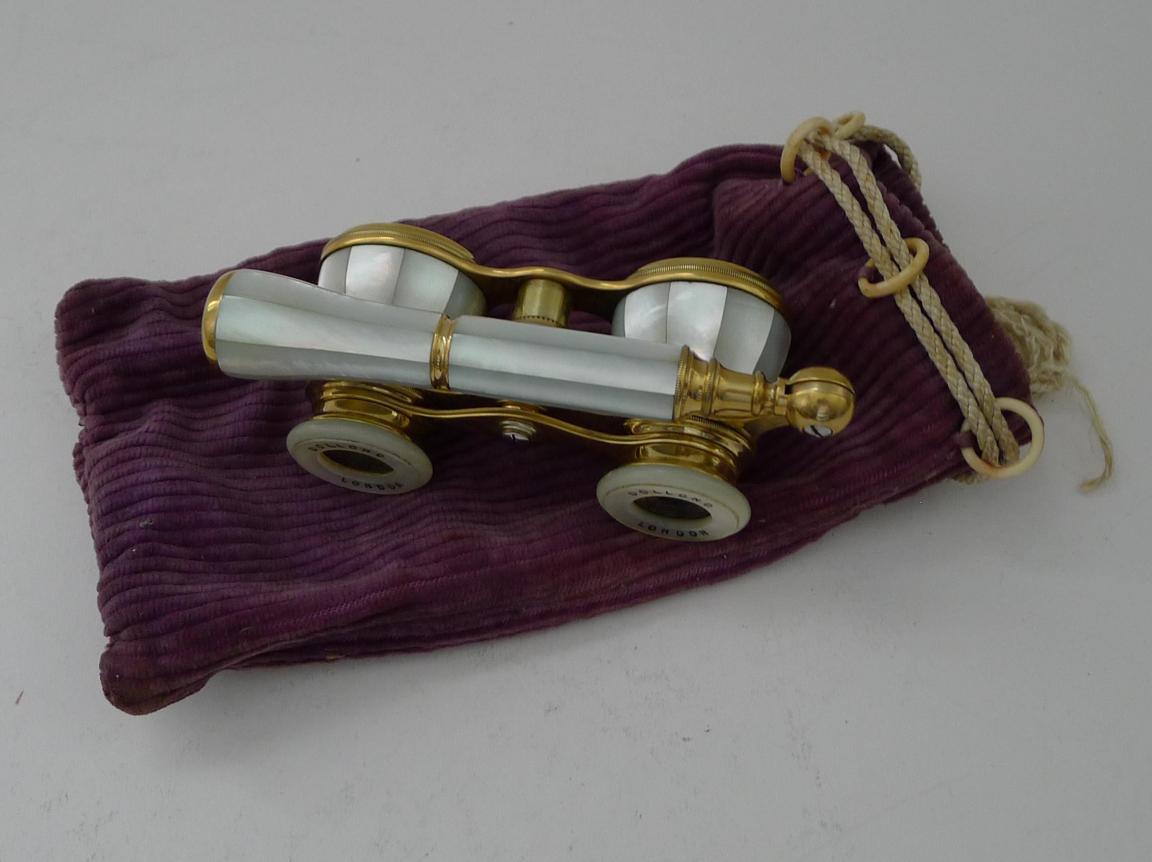Antique French Mother of Pearl Opera Glasses for Dolland, London 1