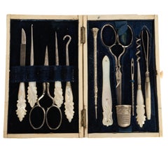 Antique French Mother of Pearl Sewing Necessaire Etui Propelling Pencil Case