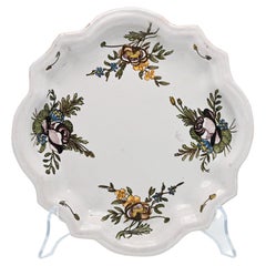 Antique French Moustiers Faience Plate with Floral Bouquets - 18th century