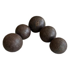 Antique French Nail-Studded Boules, Traditional Pétanque Game Balls