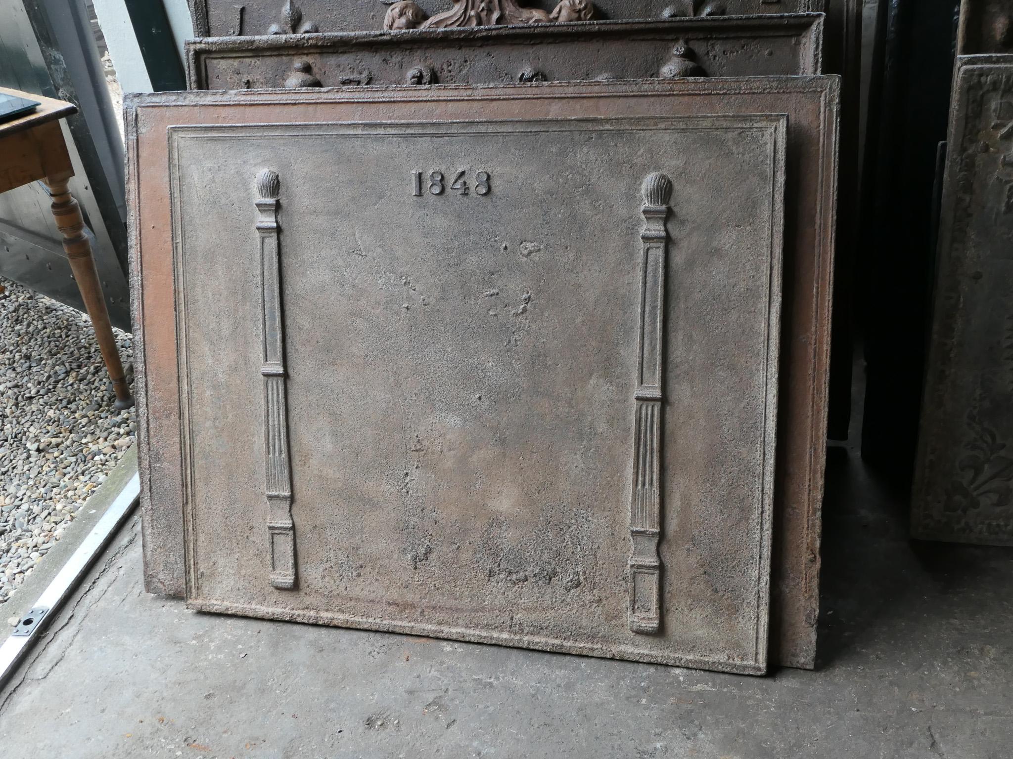 Francese Antique French Napeleon III 'Year' Fireback / Backsplash, XIX secolo in vendita