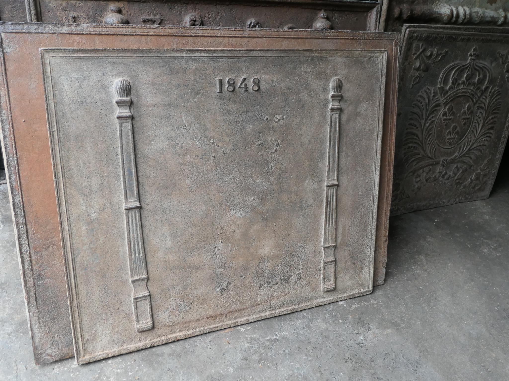 Antique French Napeleon III 'Year' Fireback / Backsplash, 19th Century In Good Condition For Sale In Amerongen, NL