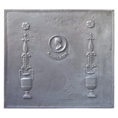 Plaque de cheminée française ancienne Napoleon, 19ème siècle