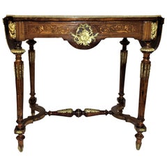 Antique French Napoleon II Inlaid Table, circa 1860