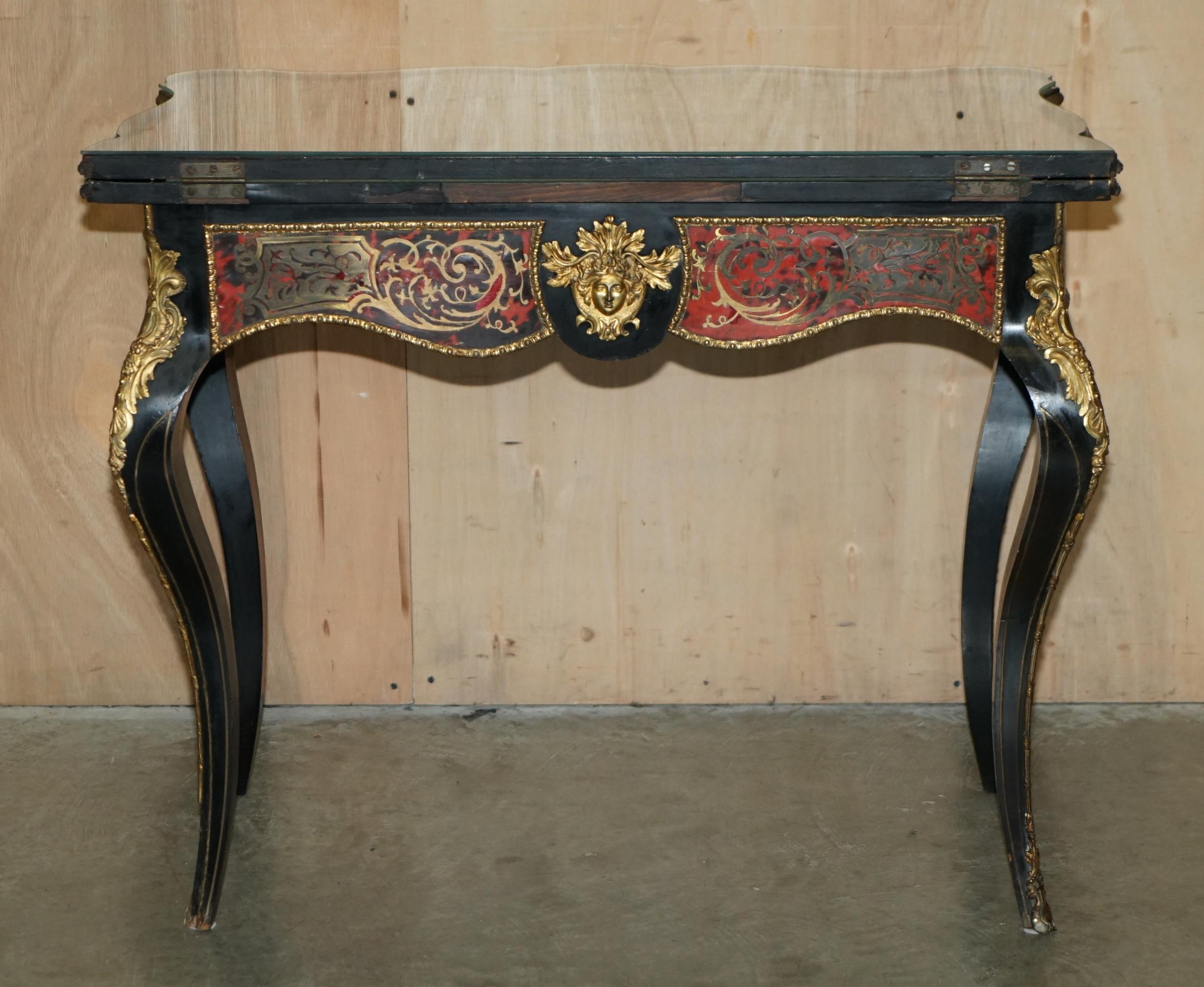 ANTIQUE FRENCH NAPOLEON III 1850 EBONiSED BOULLE CARD TABLE FOR RESTORATION For Sale 7