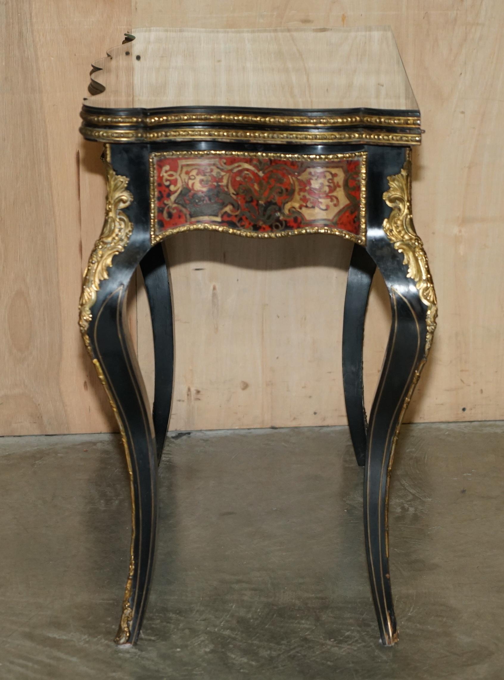 ANTIQUE FRENCH NAPOLEON III 1850 EBONiSED BOULLE CARD TABLE FOR RESTORATION For Sale 9