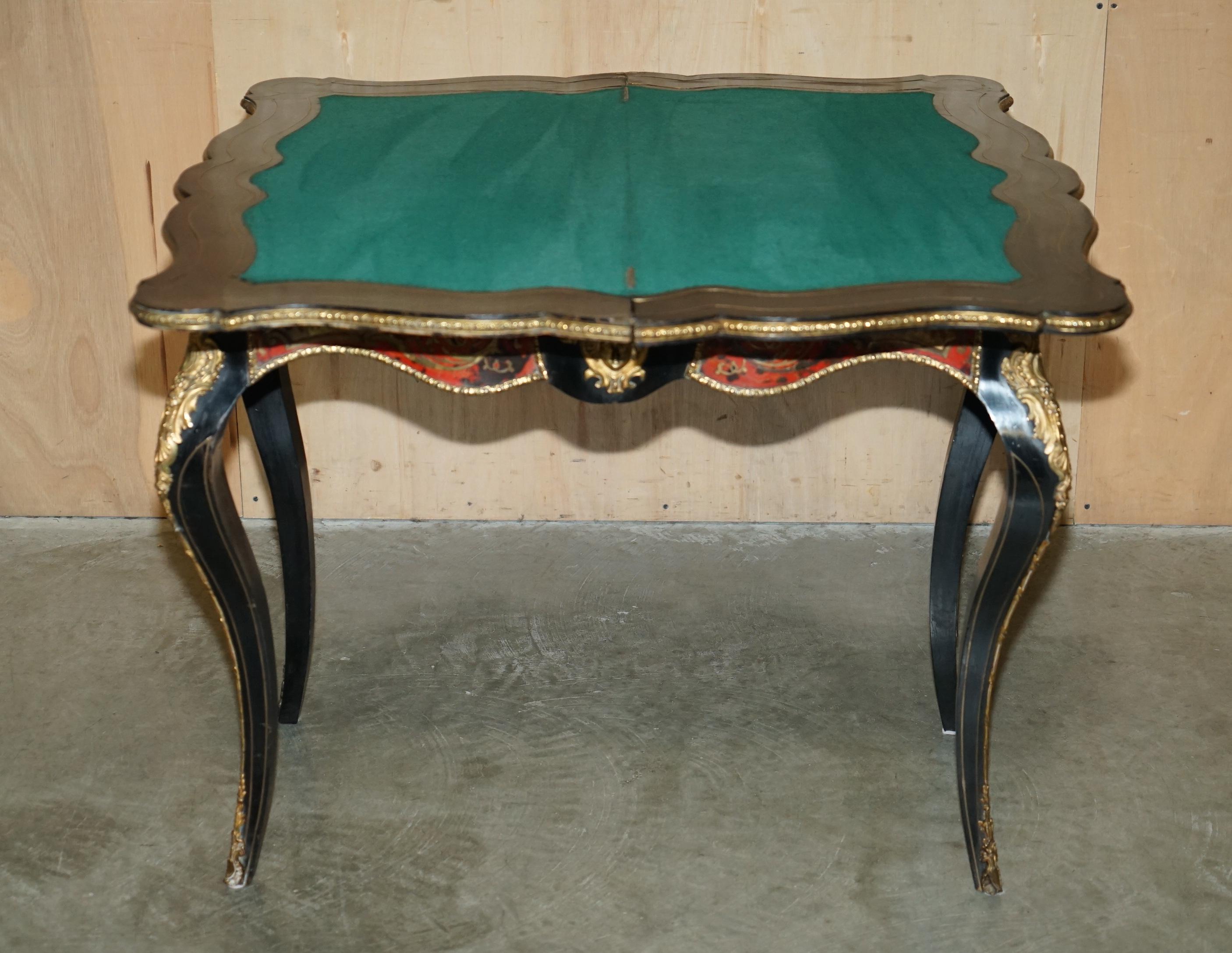 ANTIQUE FRENCH NAPOLEON III 1850 EBONiSED BOULLE CARD TABLE FOR RESTORATION For Sale 12