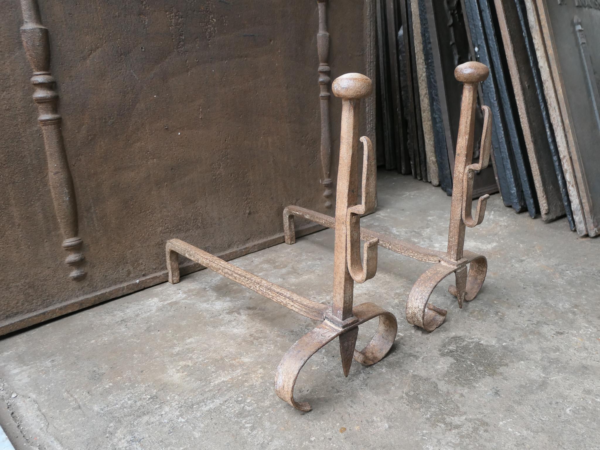Antique French Napoleon III Andirons or Firedogs, 19th Century For Sale 9