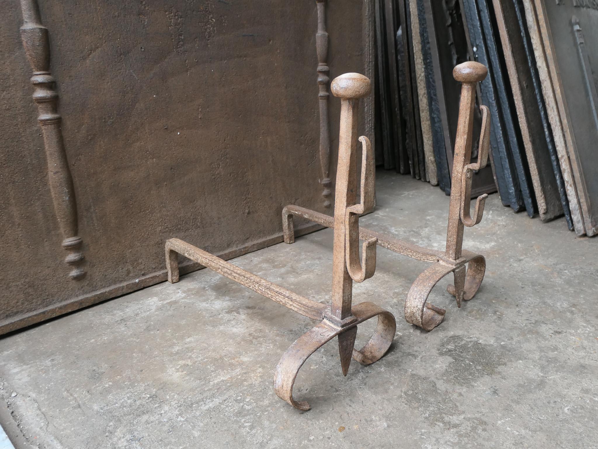 Antique French Napoleon III Andirons o Firedogs, XIX secolo in vendita 7