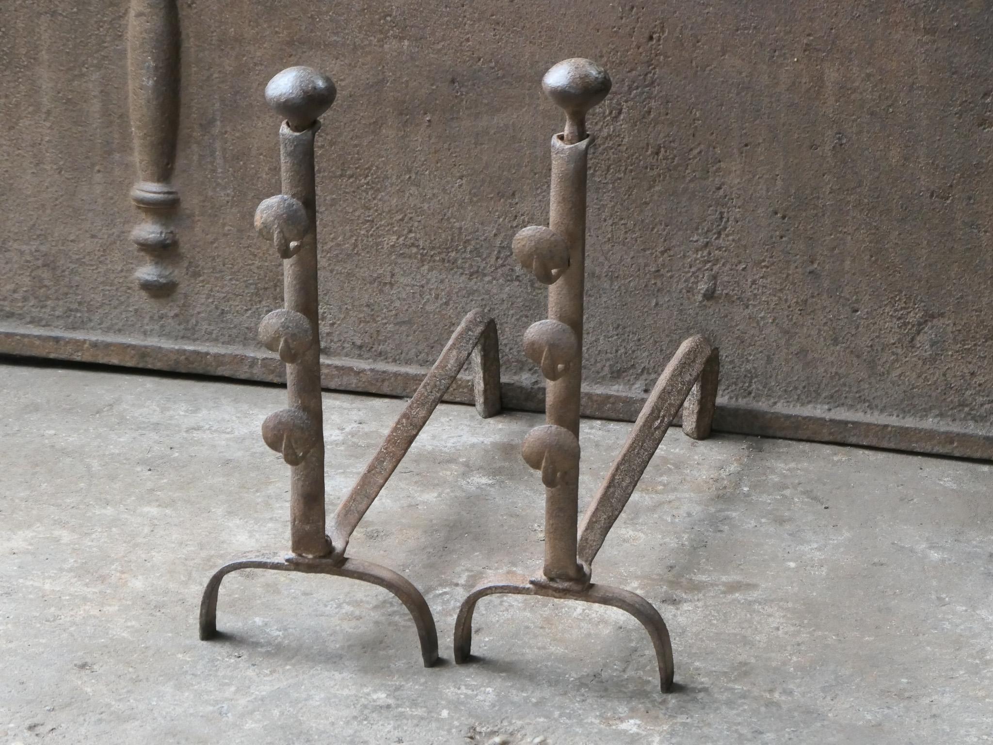 Antique French Napoleon III Andirons or Firedogs, 19th Century For Sale 1