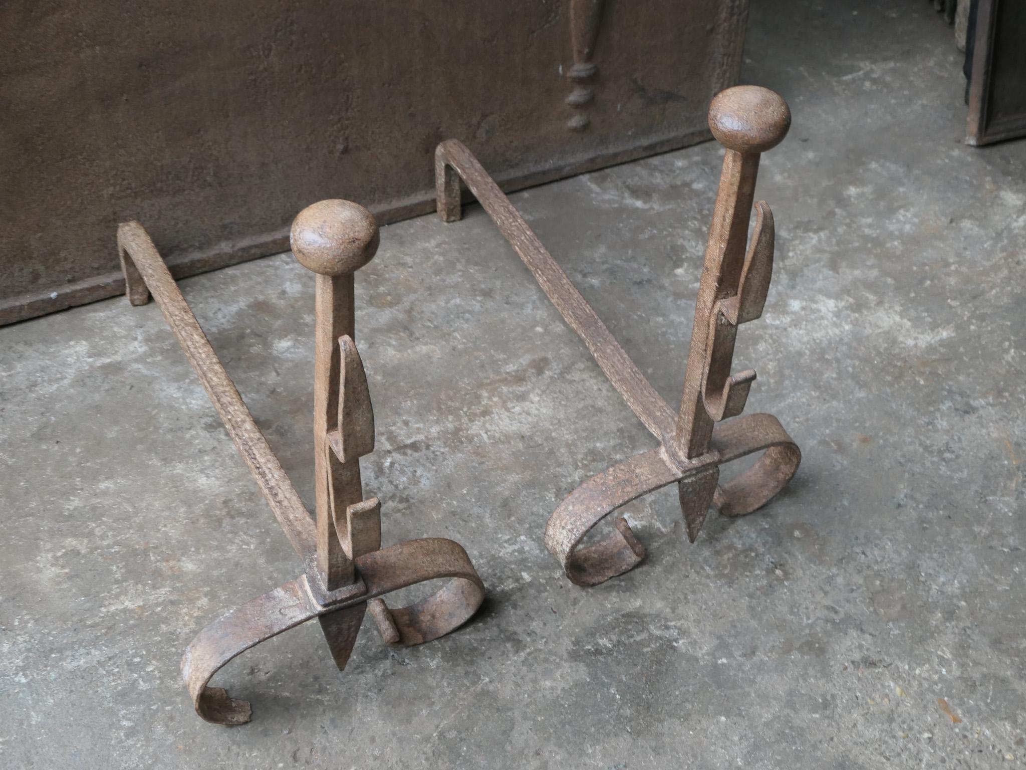 Antique French Napoleon III Andirons o Firedogs, XIX secolo in vendita 1