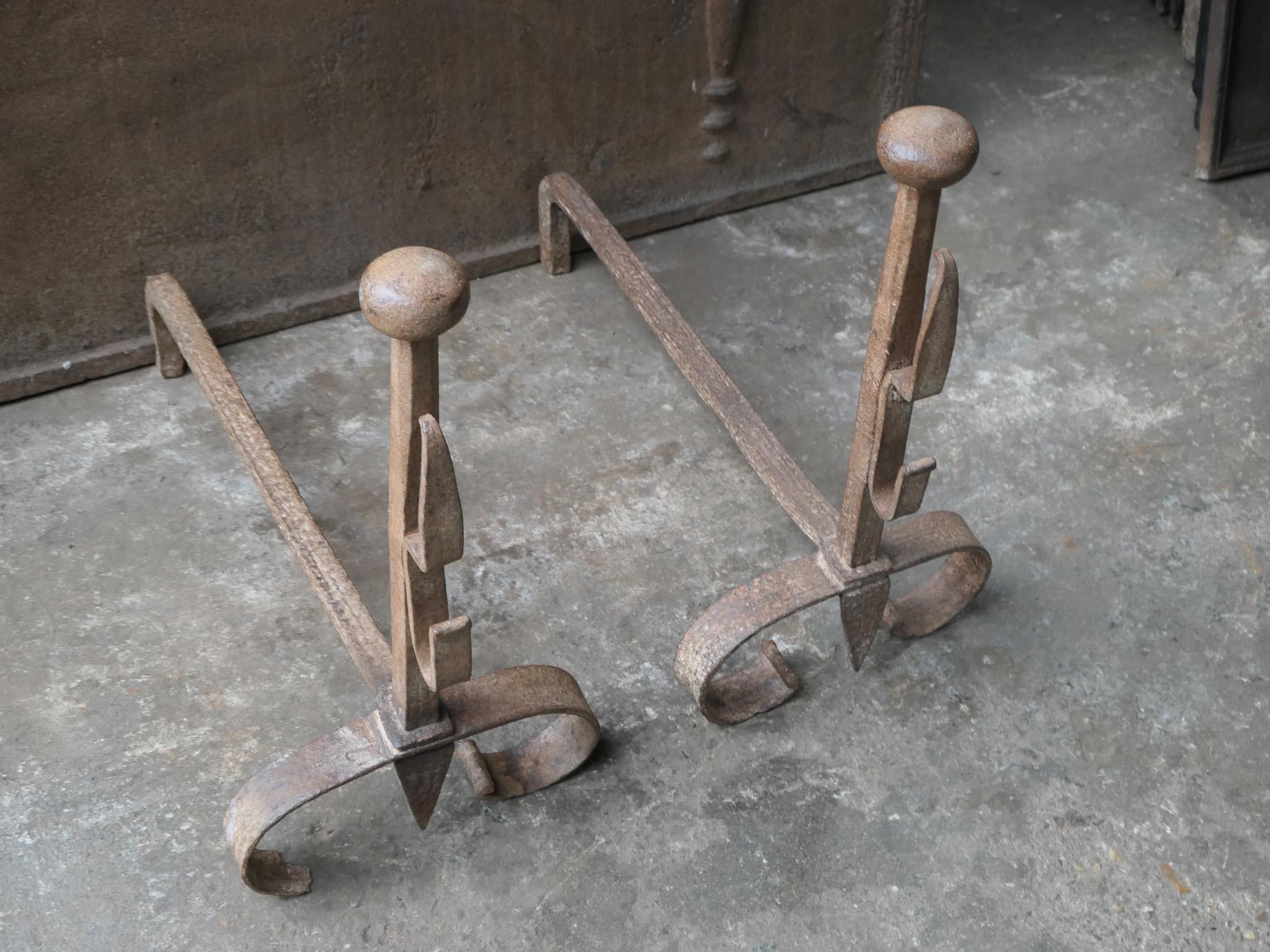 Antique French Napoleon III Andirons or Firedogs, 19th Century For Sale 3