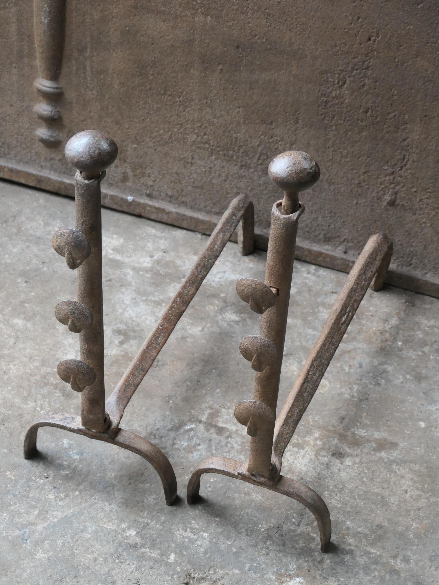 Antique French Napoleon III Andirons or Firedogs, 19th Century For Sale 3