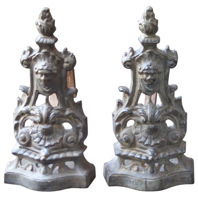 Antique French Napoleon III Andirons or Firedogs, 19th Century