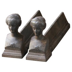Antique French Napoleon III Andirons or Firedogs, 19th Century