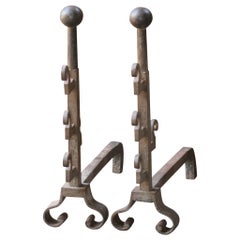 Antique French Napoleon III Andirons or Firedogs