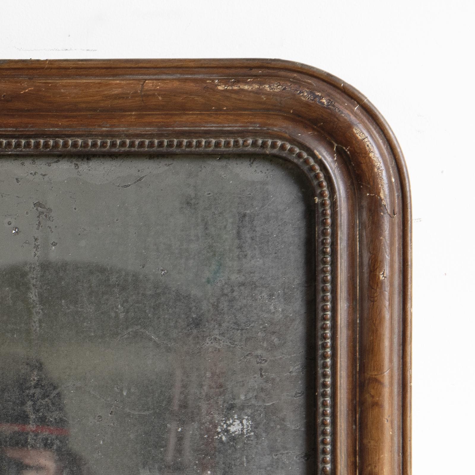 Antique French Napoleon III Arched Gilt Framed Foxed Mirror, Siglo XIX siglo XIX en venta