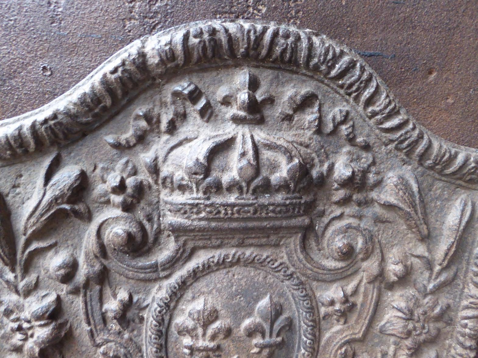 Iron Antique French Napoleon III 'Arms of France' Fireback, 19th Century