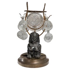 Portabicchieri d'epoca francese in stile Napoleone III con dettagli in ottone e metallo
