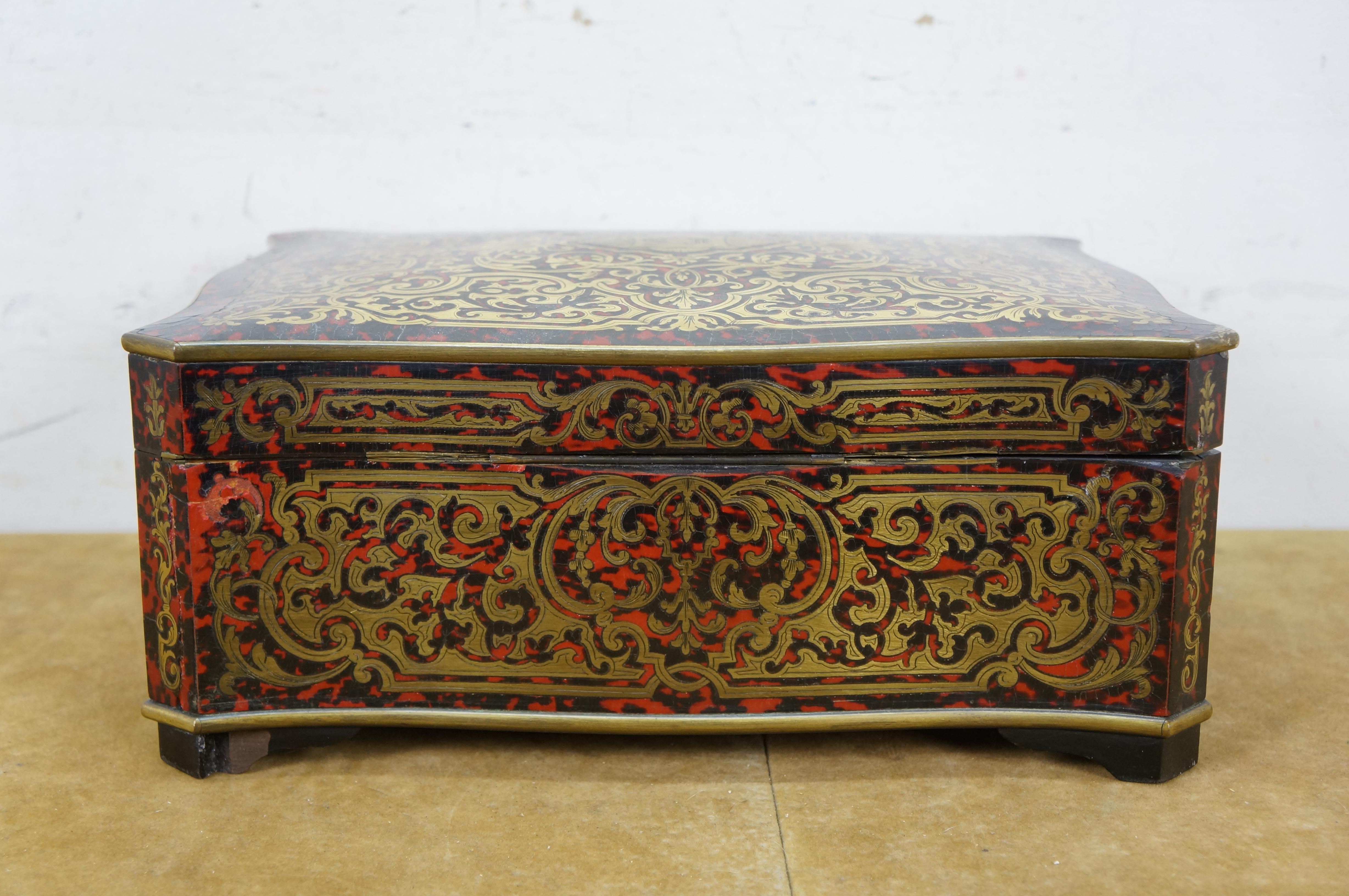 Antique French Napoleon III Boulle Marquetry Brass Tortoiseshell Keepsake Box 13 For Sale 3