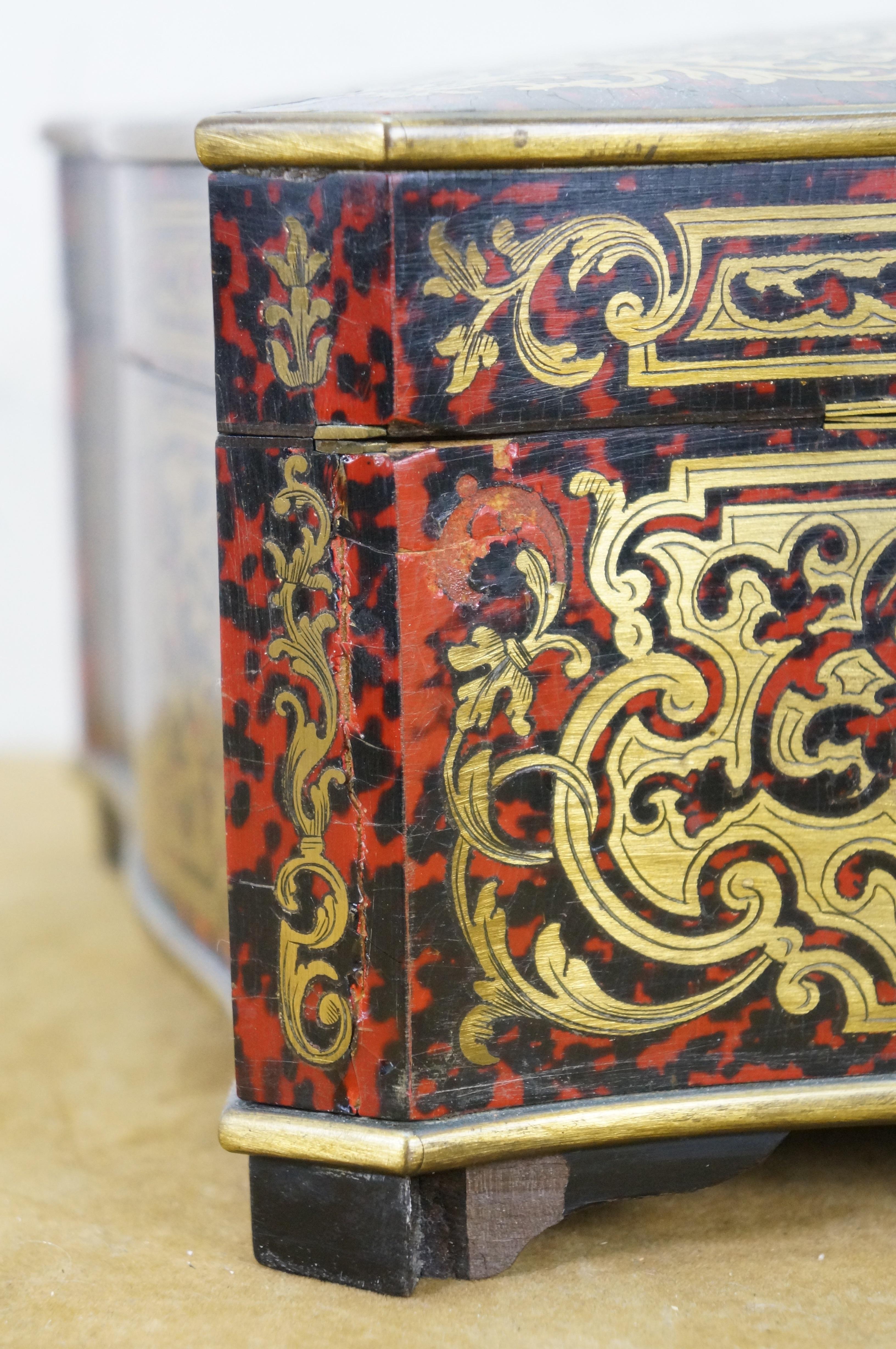 Antique French Napoleon III Boulle Marquetry Brass Tortoiseshell Keepsake Box 13 For Sale 4