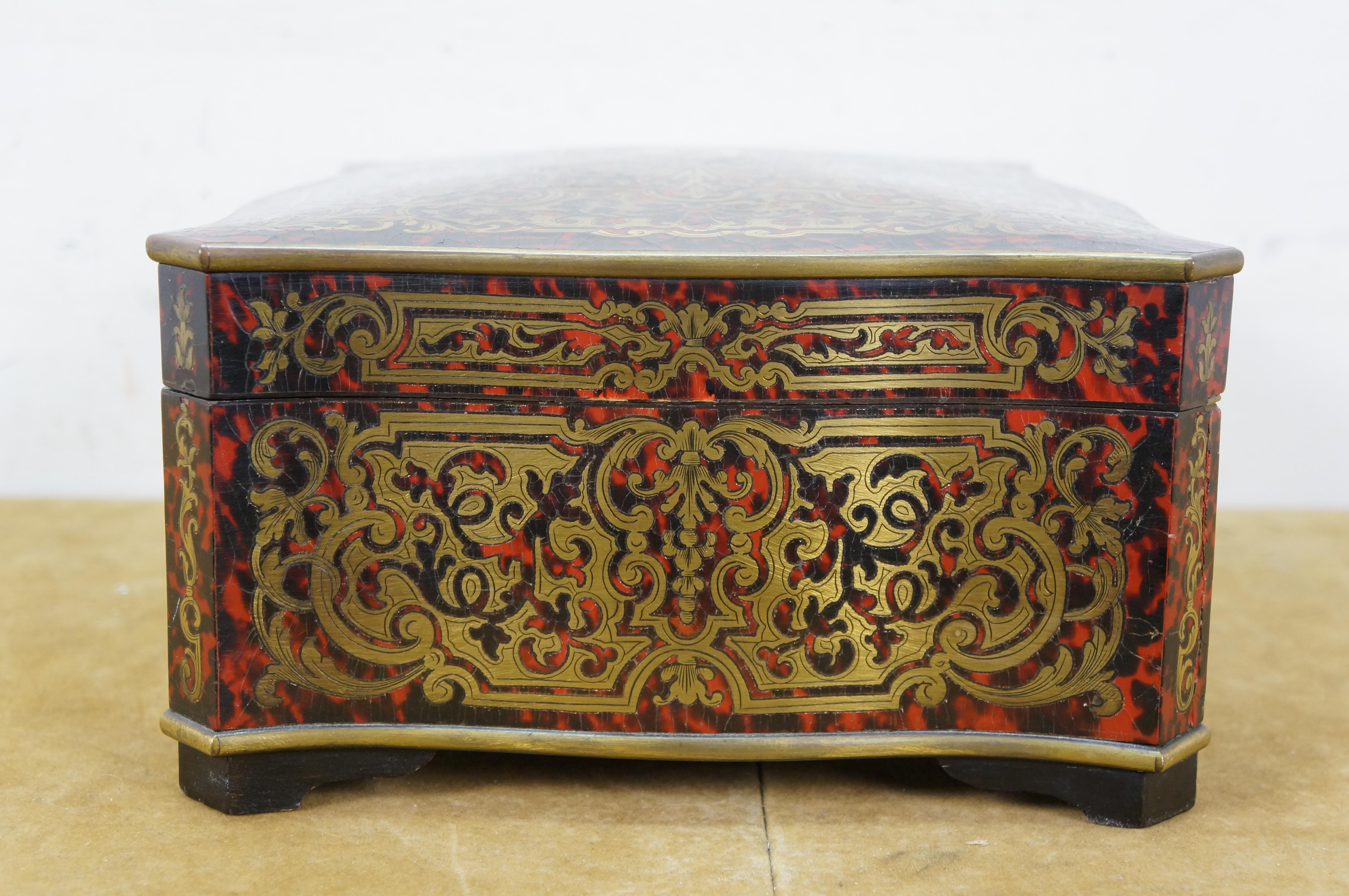 Antique French Napoleon III Boulle Marquetry Brass Tortoiseshell Keepsake Box 13 For Sale 5