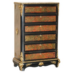 ANTIQUE FRENCH NAPOLEON III BOULLE MARQUETRY UPRiGHT COMMODE CHEST OF DRAWERS