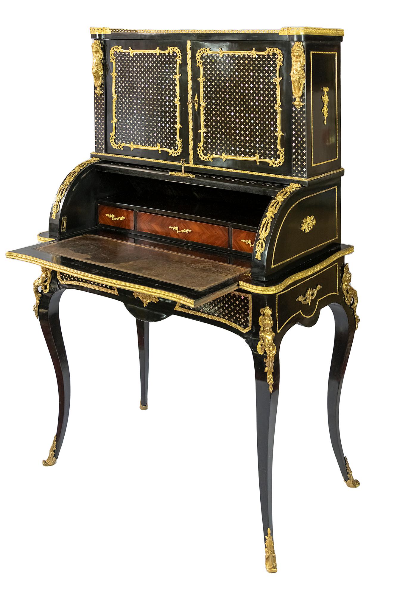 Mother-of-Pearl Antique French Napoleon III / Boulle Secretaire by Alphonse Giroux et Cie. Paris